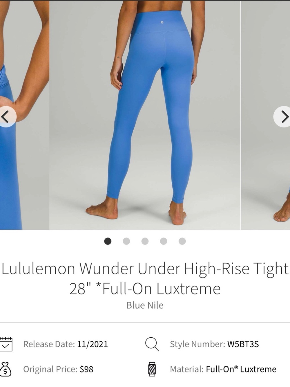 lululemon athletica High-Rise Leggings under under size 28 length / 8 blue Nile